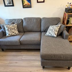 Living Spaces 80” Dark Gray Fabric Sofa 