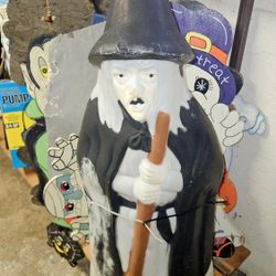 Vintage Empire Lighted Halloween Wicked Witch With Broom Blow Mold - 39” Tall