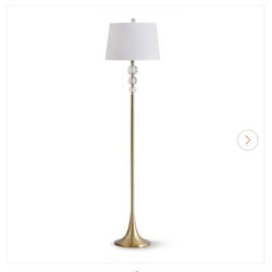 HomeGlam Madison 61.5 in. Antique Brass Crystal Balls Metal Floor Lamp 