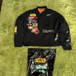 New STAR WARS Civil Regime Black Red Leader Patch Work Jacket medium 