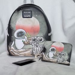 Loungefly Disney Wall-E and Eve backpack and wallet 