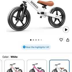 SEREED Balance Bike - White ( new)
