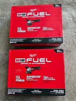 Milwaukee M18 FUEL Angle Grinder 2880-20 $140 each
