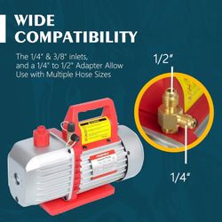 Dual-Stage HVAC Vacuum Pump, 5.0 CFM - Ideal for AC Repair Tools, Car AC Vacuum Pump, AC Vacuum Pump Kit, and Recovery Machine HVAC (TA500)