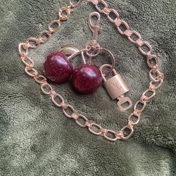 4 Piece Louis Vuitton Lock Key Bag Charm Necklace 