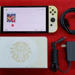 Nintendo Switch OLED 64GB The Legend Of Zelda Tears Of The Kingdom Edition Video Game System with Left/Right Joy-Con, Dock, and Plugs  - Working 
