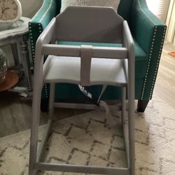 Refurbished Upcycled Grey Wood Highchair 