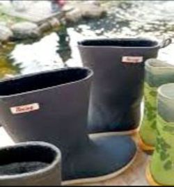 Racing Made In Italy Grey/ Black Fleece Lined Rain Boots Kids Children's Size 3y shoes