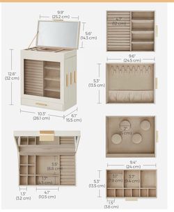 Large Jewelry Box Organizer with Mirror