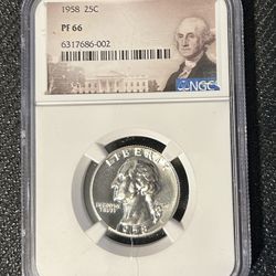 George Washington Silver Quarter Coin 1958 25C PF 66 NGC