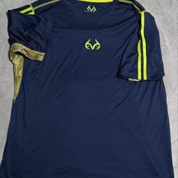 Men's Size Xlarge XL Realtree Dri Fit Shirt Blue Yellow Work Running