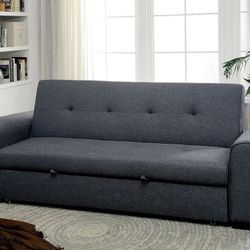 Brand New Gray Futon Sofa Storage Pull-out Sleeper