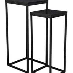 BRAND NEW 
Sarraseau Set Of 2 Marble Side Tables,Black,ITEM#: (contact info removed)6