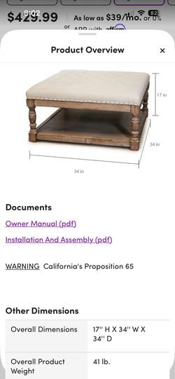 Cocktail Ottoman Coffee Table