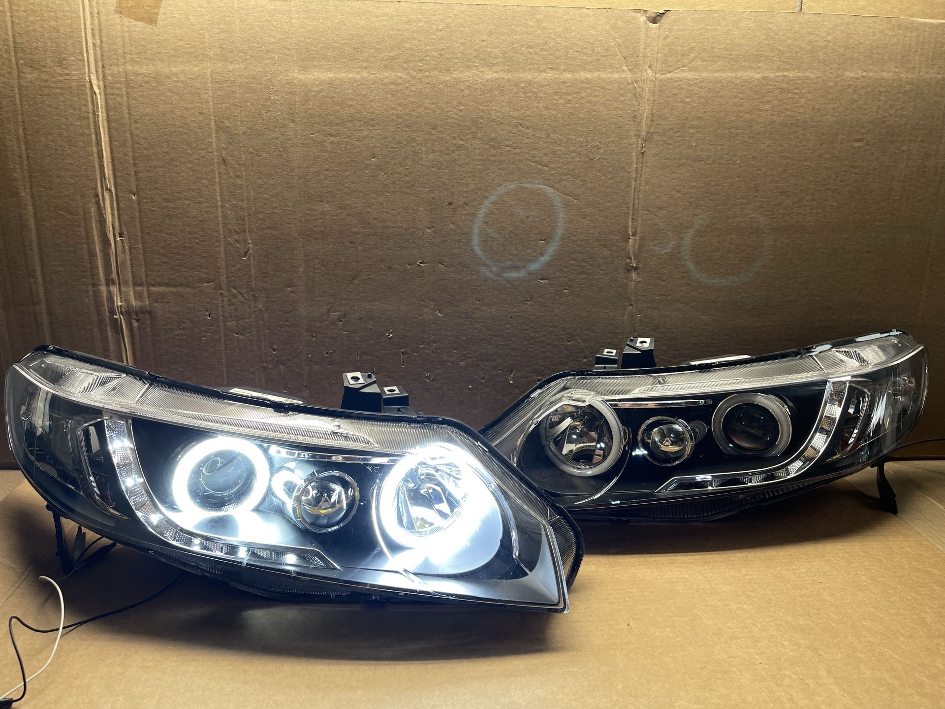 #OH98 2006-2011 HONDA CIVIC SEDAN HALO LED HALOGEN HEADLIGHT PAIR