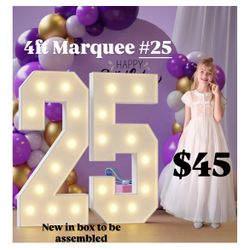 Marquee Numbers 25th-Birthday Large Decorations: 4ft Light Up Numbers 25 Birthday Sign for Boy Girl Twenty Five Year Old Anniversary Mosaic Party Deco