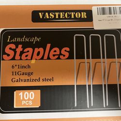 New 100 Pack Landscape Staples 6 Inch 11 Gauge, Galvanized Garden Staples Metal U-Shaped Pins Heavy Duty Landscaping Fabric Staples