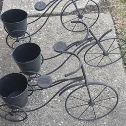 Set Of Three Wrought Iron Miniature Tricycle Planters