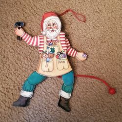 VINTAGE SANTA TOY SHOP PULL STRING ORNAMENT 