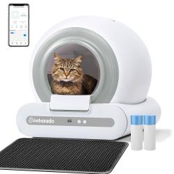 J JORBASADO Self Cleaning Litter Box 65L+9L Automatic Cat Litter Box Self Cleaning with APP Control for Multiple Cats Families Safety Prote