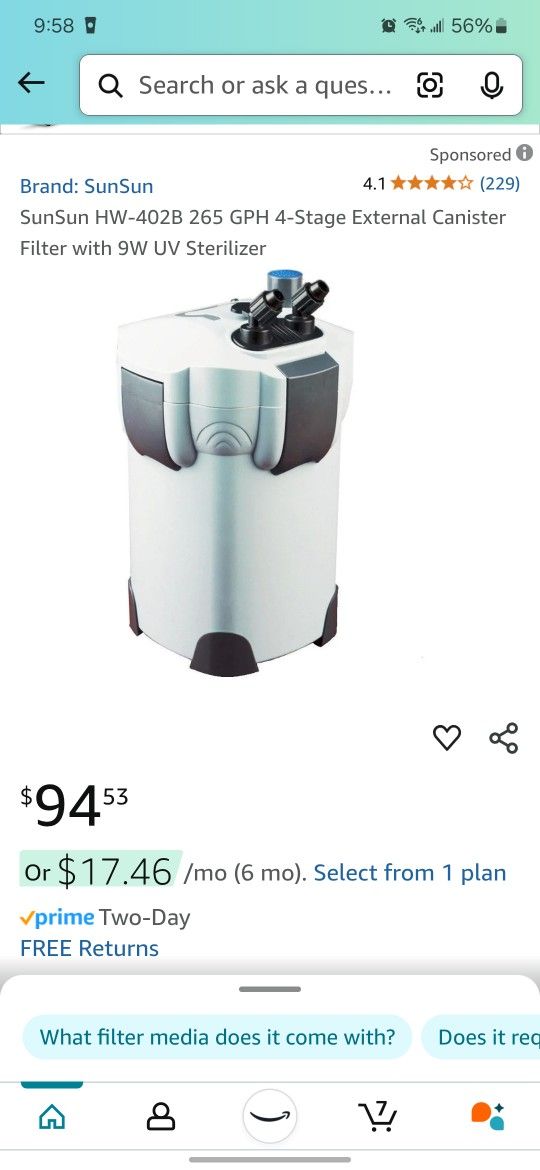 4-Stage Fish External Canister Filter with UV Sterilizer
Bonus Media Ready Aquarium Filter