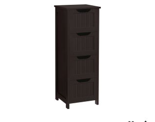 Bathroom Storage Cabinet, 12" W Slim 4-Drawer Design, Espresso