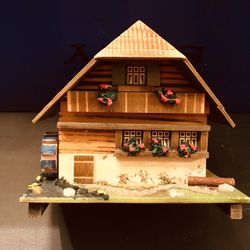 Vintage Wooden German Watermill Musical Jewelry Box