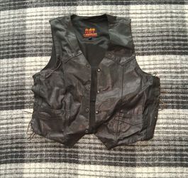 Hot Leathers Genuine Black Leather Biker Vest