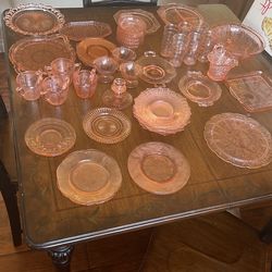 Large Variety Of Vintage Pink Glass Dishes 
