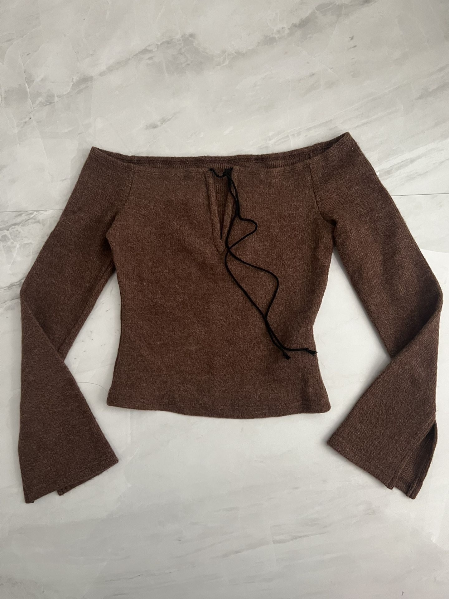 Shein Brown off the shoulder top with a relaxed fit