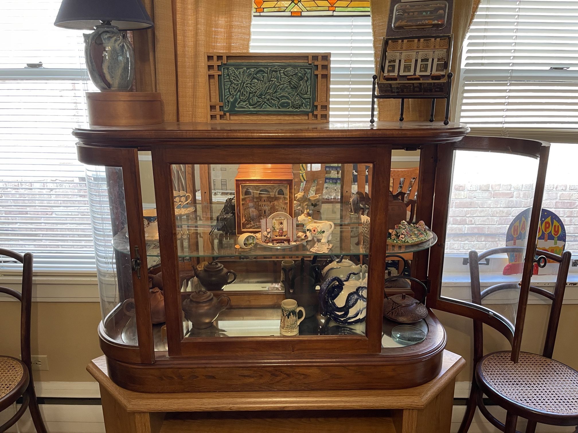 Antique Curved Glass Display Case