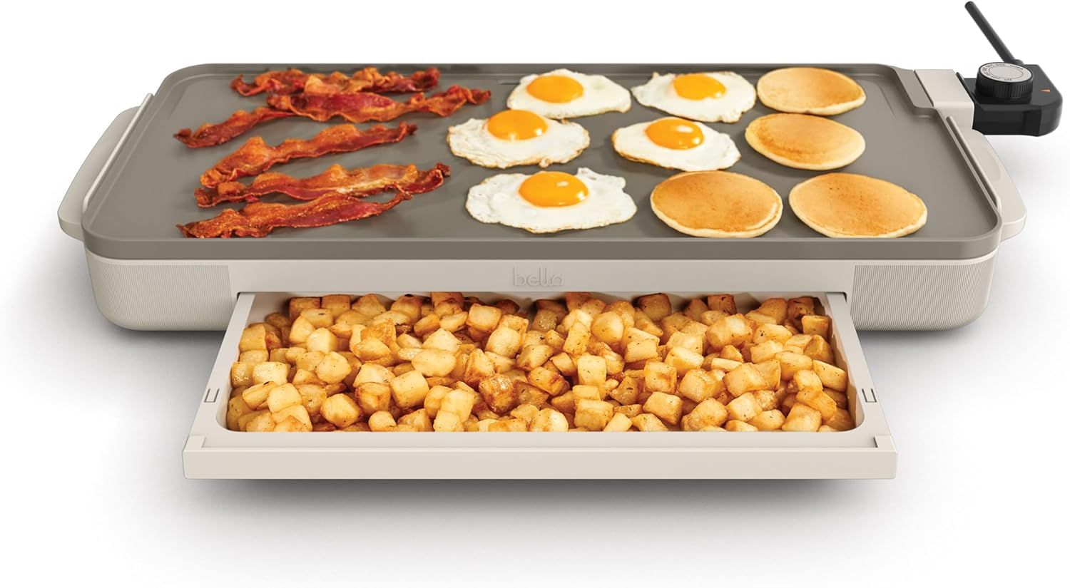 Bella 10" x 20" (Approx. 25.4 cm x 50.8 cm) Electric Griddle with Heated Tray, EverGood™ Ceramic Nonstick Coating & Removable Temperature Probe, Dishw
