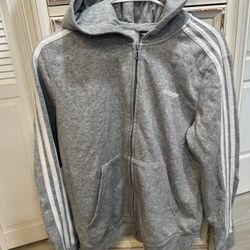 Adidas Gray Zip Up Hoodie Size Large