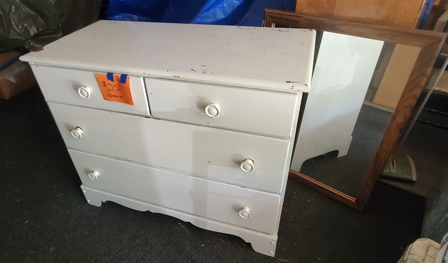 Solid Wood 4 Drawer Dresser with Mirror
