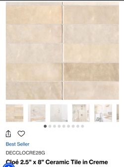Cloé 2.5" x 8" Ceramic Tile in Creme - 2 Full boxes available