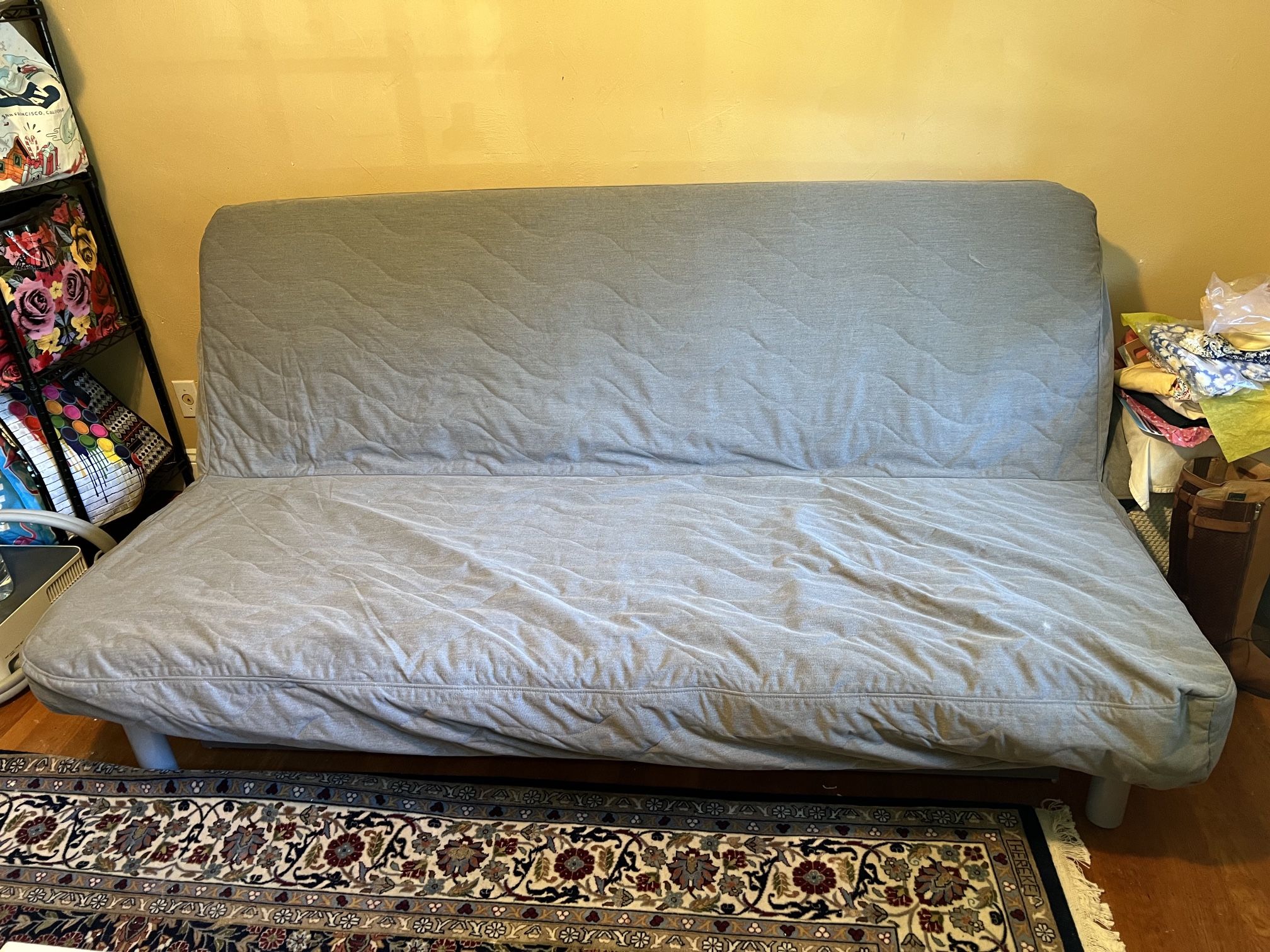 IKEA Sleeper Sofa, with Mattress & Gray Cover