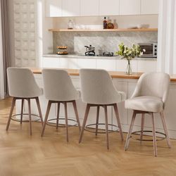 Bekrvio Counter Height Bar Stools Set of 4, Modern Mid-Century Swivel Barstools 