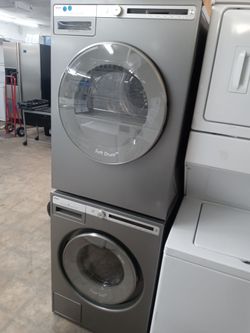Asko 24" light gray stackable front load washer and dryer set - Free delivery