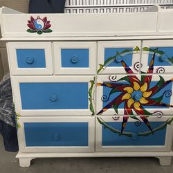 Chest Of Drawers With Removable Changing Table - Custom Painted