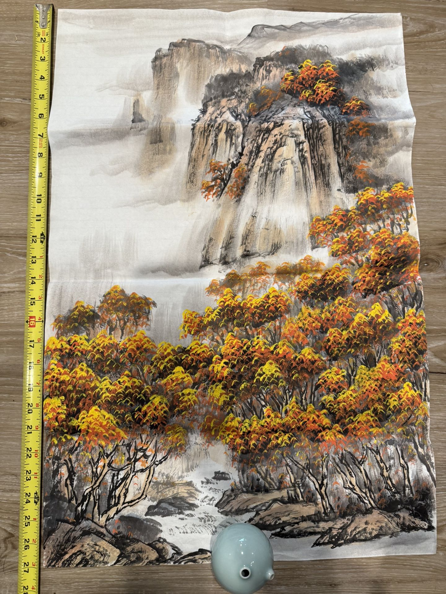 Chinese Watercolor Painting Brush Painting Handmade Painting Mountain Tree
