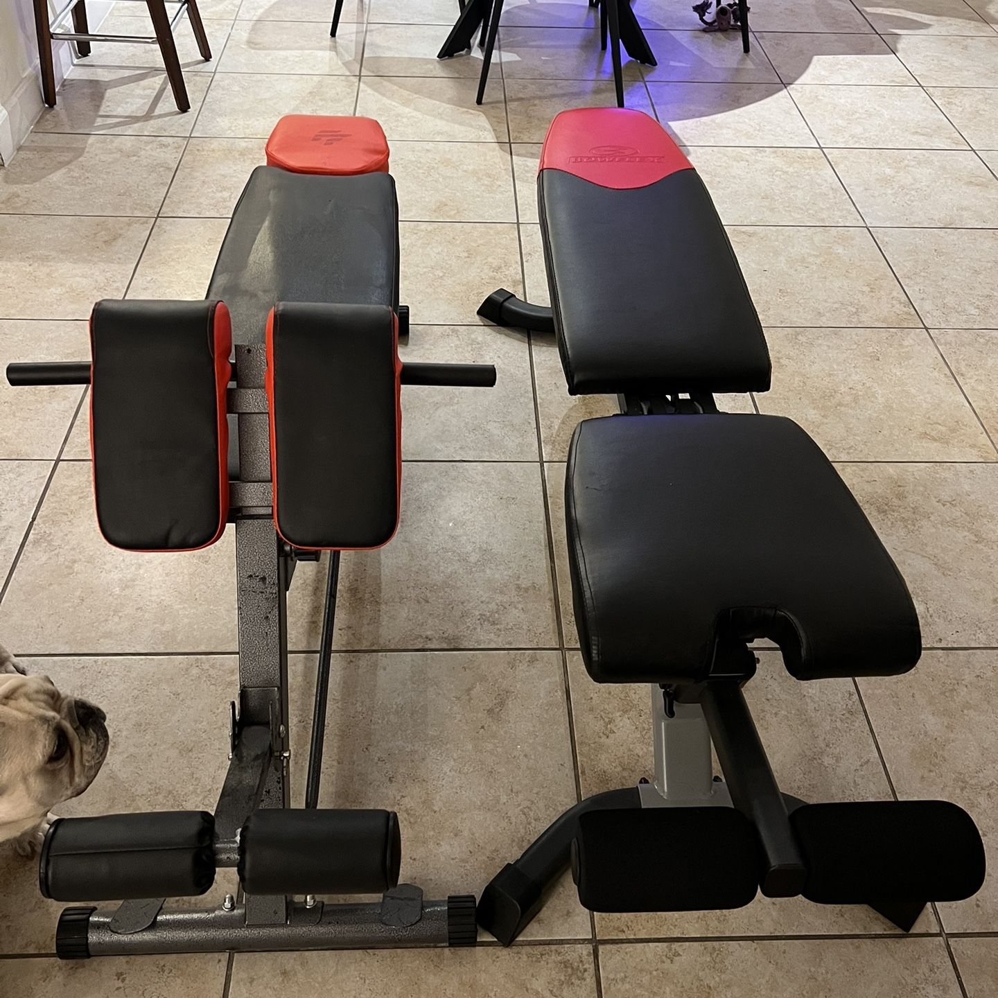 two workout bench abs like new set- exercise machine, gym equipment