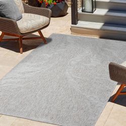 8/10 Outdoor Indoor Gray Rug Carpet 