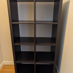 3 Black Wood Bookshelves 