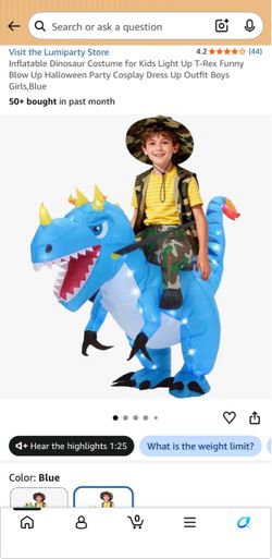 Kids Inflatable T-Rex Ride-On Dinosaur Costume