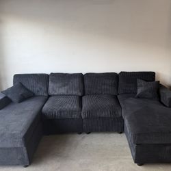 Black Sofa Sectional Sofa Couch U Shape / L Shape – Living Room Furniture – $10 Down