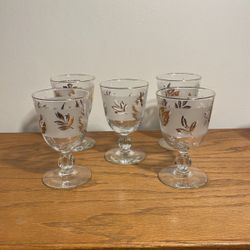 Antique, Vintage Glass Cups Set Of 5.              