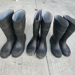 Rain Boots, 3 Pairs