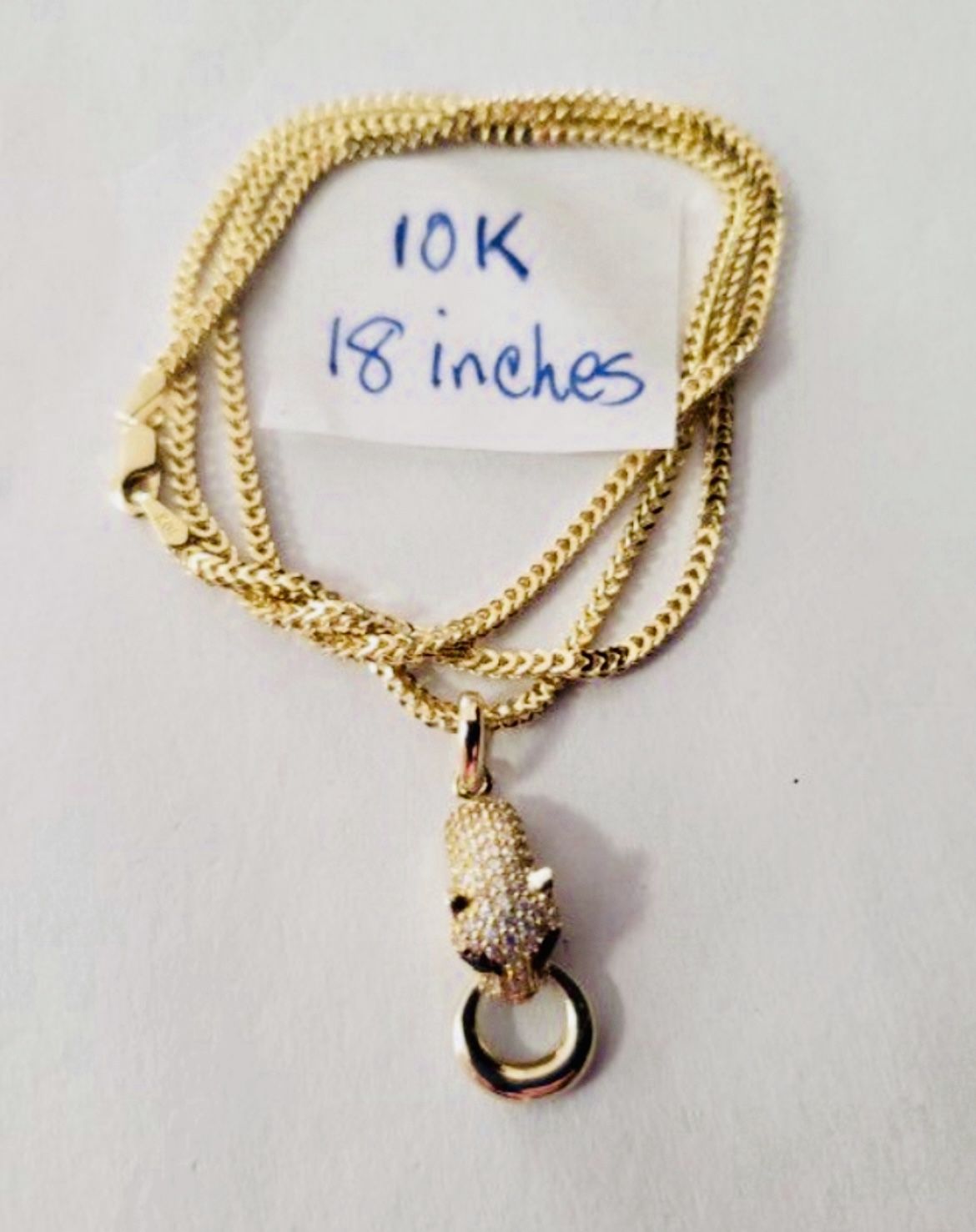 10K Yellow Gold Franco Chain and Pendant For Wedding 18 Inches Long