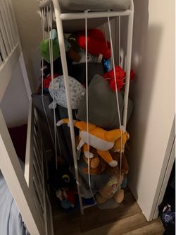 Tall White Stuffed Animal Storage Hammock Basket Organizer