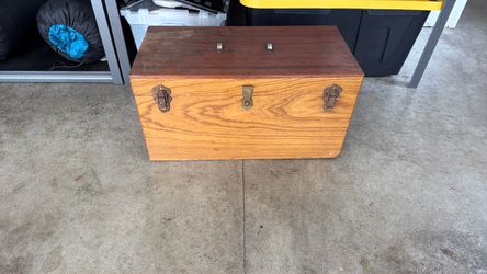 Vintage Wooden Storage Chest with Brass Latches